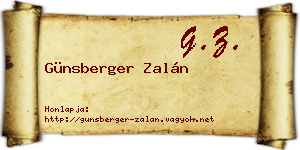 Günsberger Zalán névjegykártya